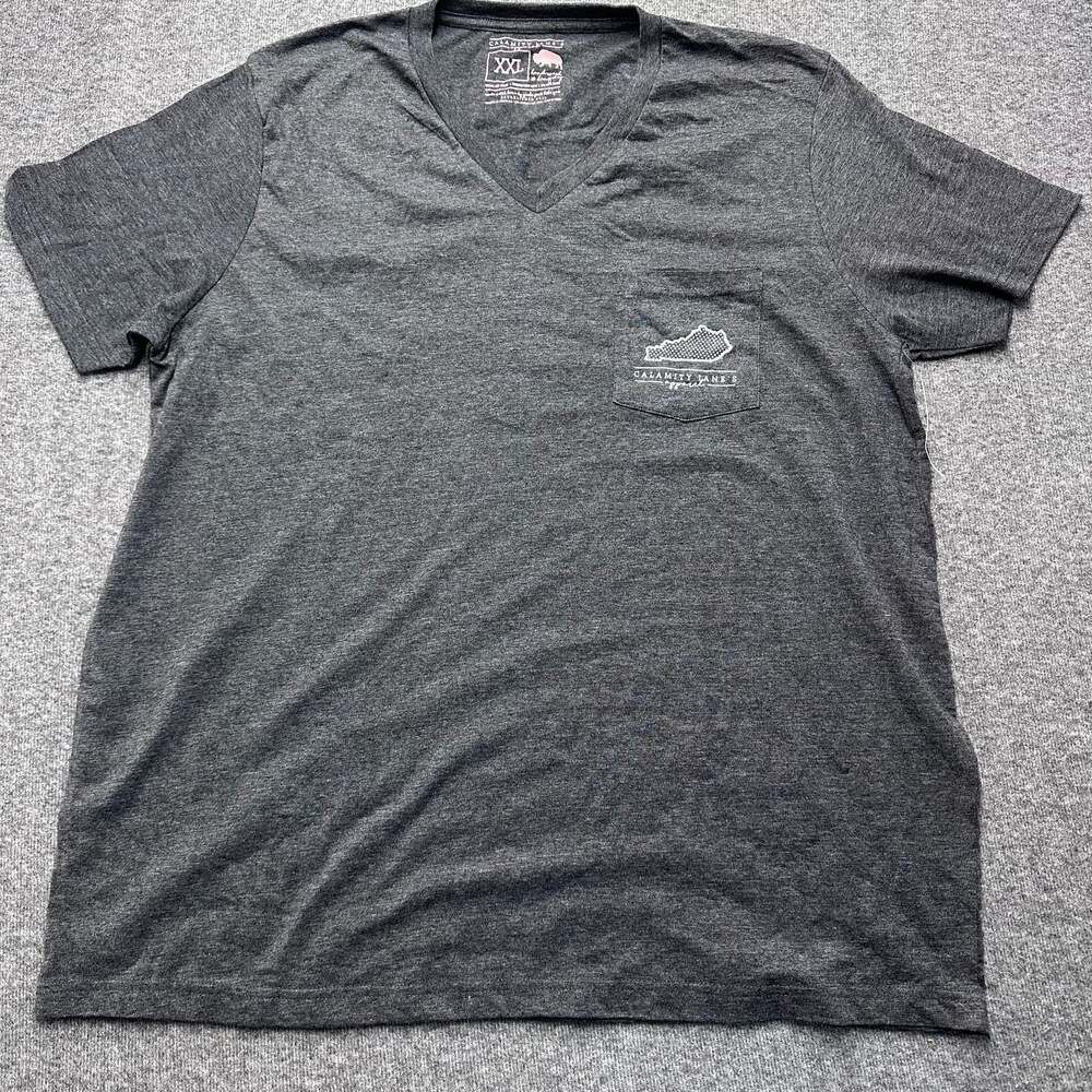 Calamity Jane's Apparel Gray V Neck Kentucky Tee Shirt‎